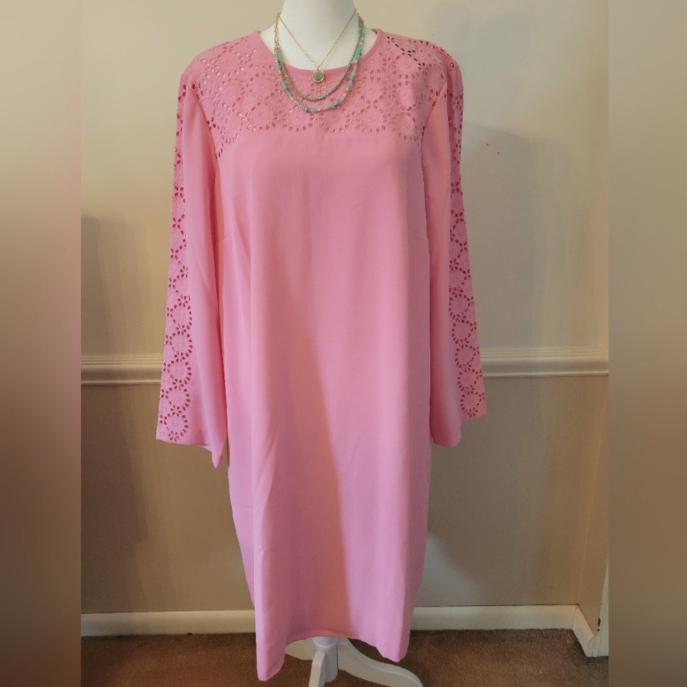 J. Crew Pink Long Sleeve Bishop Dress